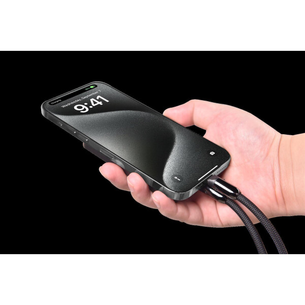 Extreme Speed Series C To L PD 27W Woven Fast Cable Lanyard (1.2M) - Black