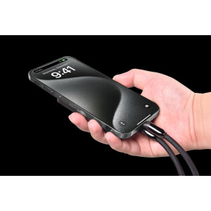 Extreme Speed Series C To L PD 27W Woven Fast Cable Lanyard (1.2M) - Black