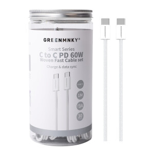 GM - SmartSeries - C to C PD 60W Woven Fast Cable (3A,1M) White (VPE 30)