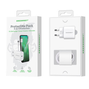 3in1 Starter Kit CC Folie + 30w Charger + USB-C-C 2m Kabel 60w