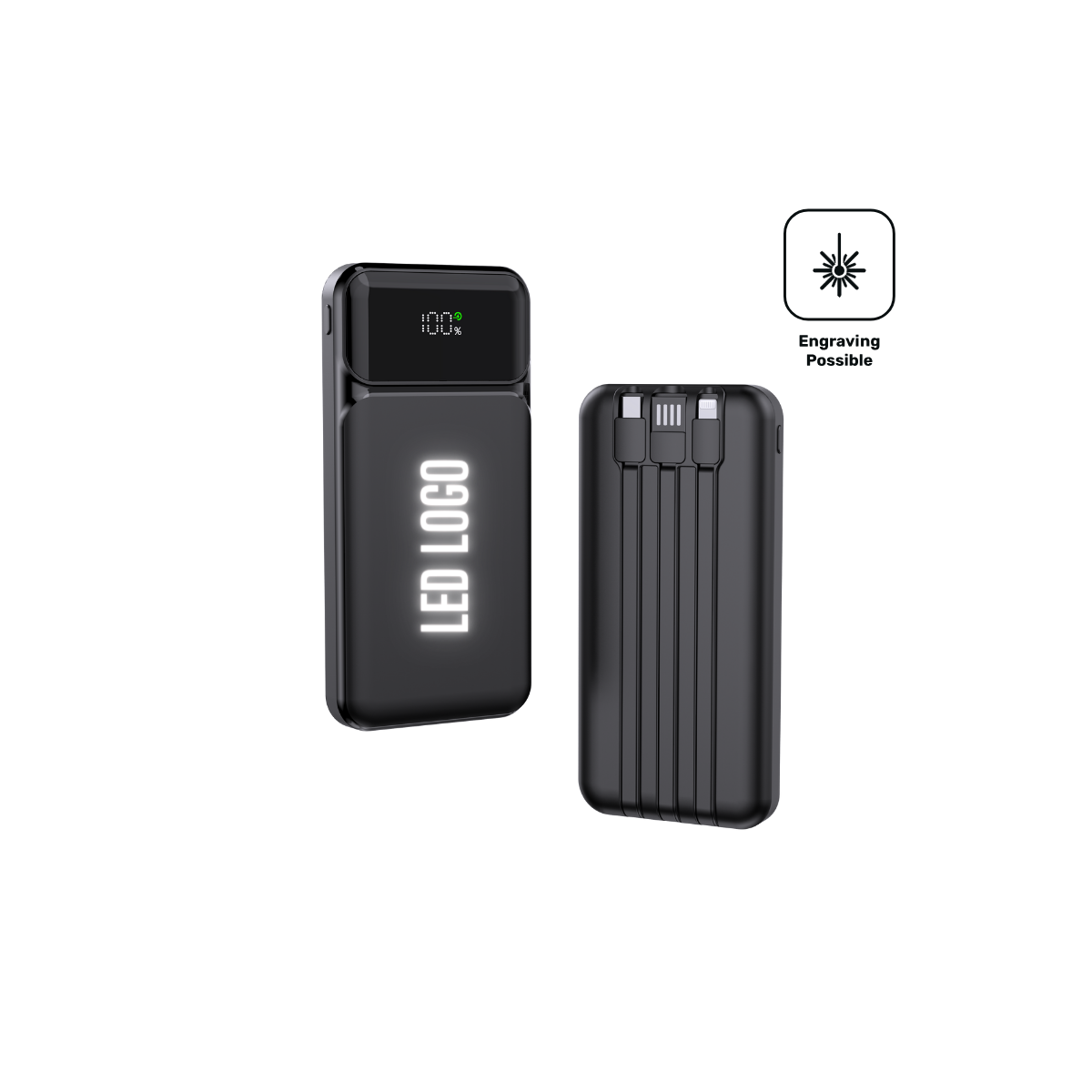 GM Powerbank with built-in cable (engravable)